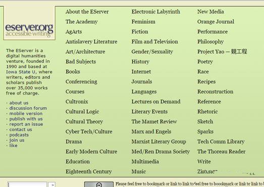 Eserver|免費(fèi)文學(xué)作品開放檔案庫 Eserver|免費(fèi)文學(xué)作品開放檔案庫